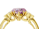 Yellow gold Fancy Pink Heart  Cut Diamond Engagement Ring with Bezel Set Round Side Stones and Prong Setting_53