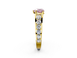Yellow gold Fancy Pink Heart  Cut Diamond Engagement Ring with Pavé Band and Four-Prong Setting_5