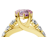 Yellow gold Fancy Pink Heart  Cut Diamond Engagement Ring with Pavé Band and Four-Prong Setting_7