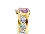 Yellow gold Fancy Pink Heart  Cut Diamond Engagement Ring with Pavé Band and Four-Prong Setting_8