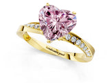Yellow gold Fancy Pink Heart Cut Diamond Engagement Ring with Side Stone Accents and Four-Prong Setting_1