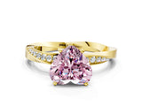 Yellow gold Fancy Pink Heart Cut Diamond Engagement Ring with Side Stone Accents and Four-Prong Setting_12