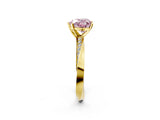 Yellow gold Fancy Pink Heart Cut Diamond Engagement Ring with Side Stone Accents and Four-Prong Setting_14