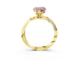 Yellow gold Fancy Pink Heart Cut Diamond Engagement Ring with Side Stone Accents and Four-Prong Setting_15