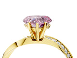 Yellow gold Fancy Pink Heart Cut Diamond Engagement Ring with Side Stone Accents and Four-Prong Setting_16