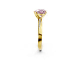 Yellow gold Fancy Pink Heart Cut Diamond Engagement Ring with Side Stone Accents and Four-Prong Setting_2