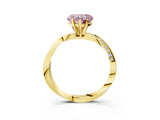 Yellow gold Fancy Pink Heart Cut Diamond Engagement Ring with Side Stone Accents and Four-Prong Setting_3