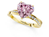 Yellow gold Fancy Pink Heart Cut Diamond Engagement Ring with Side Stone Accents and Four-Prong Setting_73