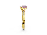 Yellow gold Fancy Pink Heart Cut Diamond Engagement Ring with Side Stone Accents and Four-Prong Setting_74