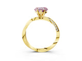 Yellow gold Fancy Pink Heart Cut Diamond Engagement Ring with Side Stone Accents and Four-Prong Setting_75