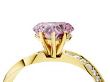 Yellow gold Fancy Pink Heart Cut Diamond Engagement Ring with Side Stone Accents and Four-Prong Setting_76
