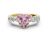 Yellow gold Fancy Pink Heart  Cut Diamond Five-Stone Prong Set White Gold Ring_27