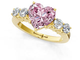 Yellow gold Fancy Pink Heart  Cut Diamond Five-Stone Prong Set White Gold Ring_28