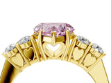 Yellow gold Fancy Pink Heart  Cut Diamond Five-Stone Prong Set White Gold Ring_31