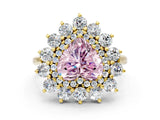 Yellow gold Fancy Pink Heart Cut Diamond Floral Double Halo Engagement Ring with Prong Setting_24