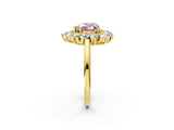 Yellow gold Fancy Pink Heart Cut Diamond Floral Double Halo Engagement Ring with Prong Setting_26