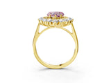 Yellow gold Fancy Pink Heart Cut Diamond Floral Double Halo Engagement Ring with Prong Setting_27