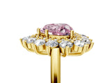 Yellow gold Fancy Pink Heart Cut Diamond Floral Double Halo Engagement Ring with Prong Setting_29