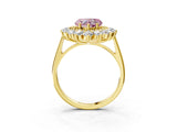 Yellow gold Fancy Pink Heart Cut Diamond Floral Double Halo Engagement Ring with Prong Setting_63
