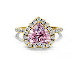 Yellow gold Fancy Pink Heart  Cut Diamond Floral Halo Engagement Ring with Pavé Band and Prong Setting_37