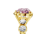 Yellow gold Fancy Pink Heart  Cut Diamond Floral Halo Engagement Ring with Shared Prong Setting 1