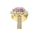 Yellow gold Fancy Pink Heart Cut Diamond Floral Halo Ring with Pavé Band and Prong Setting_8