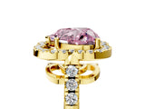 Yellow gold Fancy Pink Heart Cut Diamond Floral Halo Split Shank Prong Setting Ring_5