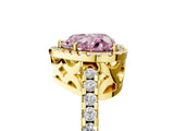 Yellow gold Fancy Pink Heart Cut Diamond Halo Engagement Ring with Pavé Band and Prong Setting_32