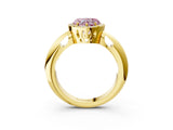 Yellow gold Fancy Pink Heart  Cut Diamond Halo Engagement Ring with Split Shank and Four-Prong Setting_100