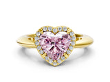 Yellow gold Fancy Pink Heart  Cut Diamond Halo Engagement Ring with Split Shank and Four-Prong Setting_97