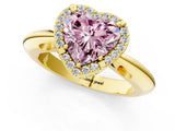 Yellow gold Fancy Pink Heart  Cut Diamond Halo Engagement Ring with Split Shank and Four-Prong Setting_98