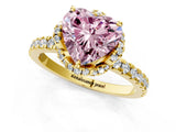 Yellow gold Fancy Pink Heart Cut Diamond Halo Pave Band with Four-Prong Setting_4