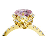 Yellow gold Fancy Pink Heart Cut Diamond Halo Pave Band with Four-Prong Setting_7