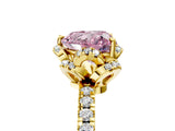 Yellow gold Fancy Pink Heart Cut Diamond Halo Pave Band with Four-Prong Setting_8