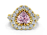 Yellow gold Fancy Pink Heart Cut Diamond Halo Ring with Pavé Band and Four-Prong Setting_39
