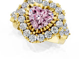 Yellow gold Fancy Pink Heart Cut Diamond Halo Ring with Pavé Band and Four-Prong Setting_40