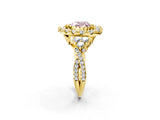 Yellow gold Fancy Pink Heart Cut Diamond Halo Ring with Pavé Band and Four-Prong Setting_41