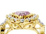 Yellow gold Fancy Pink Heart Cut Diamond Halo Ring with Pavé Band and Four-Prong Setting_43
