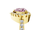 Yellow gold Fancy Pink Heart Cut Diamond Halo Ring with Pavé Band and Prong Setting_5