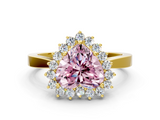 Yellow gold Fancy Pink Heart  Cut Diamond Halo Ring with Round Brilliant Halo and Solitaire Band_73