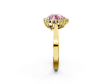 Yellow gold Fancy Pink Heart  Cut Diamond Halo Ring with Round Brilliant Halo and Solitaire Band_75