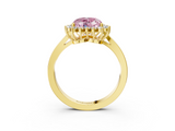 Yellow gold Fancy Pink Heart  Cut Diamond Halo Ring with Round Brilliant Halo and Solitaire Band_76