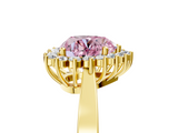 Yellow gold Fancy Pink Heart  Cut Diamond Halo Ring with Round Brilliant Halo and Solitaire Band_78