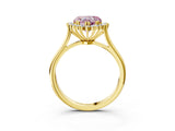 Yellow gold Fancy Pink Heart  Cut Diamond Halo Ring with Solitaire Band and Prong Setting_56