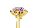 Yellow gold Fancy Pink Heart  Cut Diamond Halo Ring with Solitaire Band and Prong Setting_58