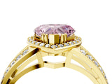Yellow gold Fancy Pink Heart Cut Diamond Halo Ring with Split Shank Pavé Band and Four-Prong Setting_4