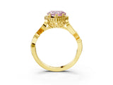 Yellow gold Fancy Pink Heart Cut Diamond Halo Ring with Vintage Split Shank and Four-Prong Setting_40