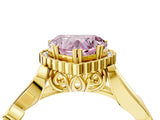 Yellow gold Fancy Pink Heart Cut Diamond Halo Ring with Vintage Split Shank and Four-Prong Setting_41