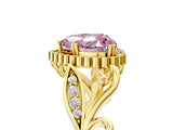 Yellow gold Fancy Pink Heart Cut Diamond Halo Ring with Vintage Split Shank and Four-Prong Setting_42