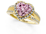 Yellow gold Fancy Pink Heart Cut Diamond Halo Split Shank Engagement Ring_40